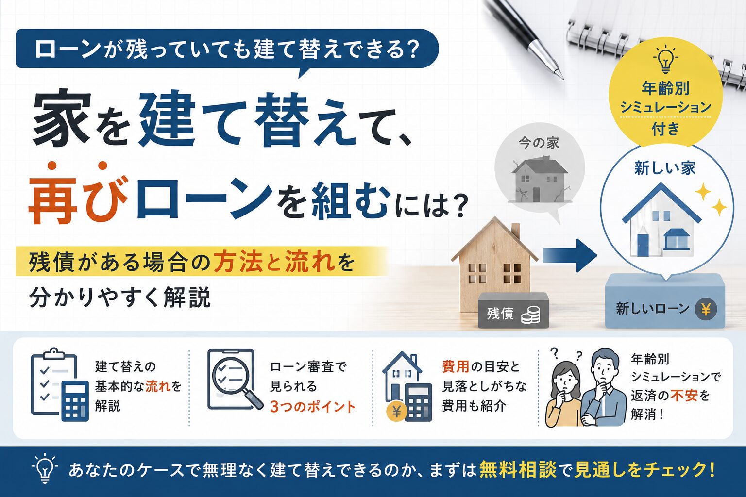 家を建て替えて、再びローンを組むには？残債がある場合の方法と流れを分かりやすく解説